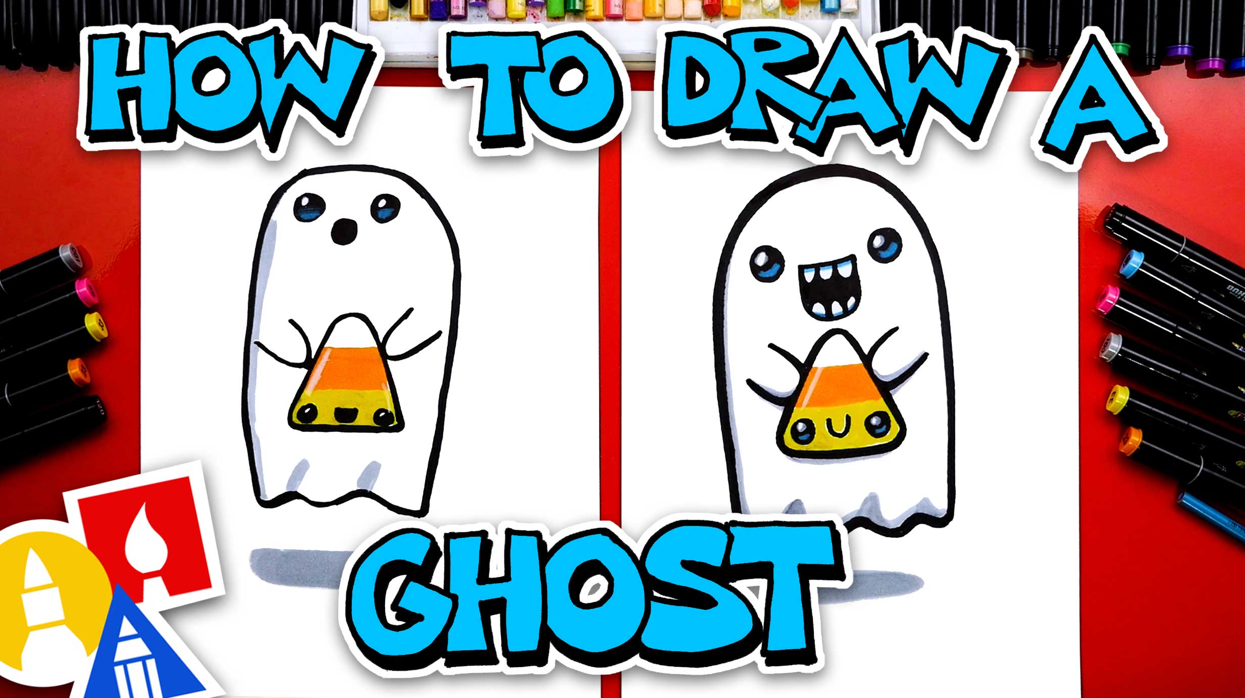 How To Draw A Ghost Holding A Candy Corn - Art For Kids Hub 